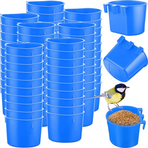 Ziliny Futterspender für Hühner, Vögel, aus Kunststoff, zum Aufhängen, 237 ml, Futternapf für Wildfaule, Haustiertauben, Geflügel, Papageien, Sittiche, Hahn, Kaninchen, Blau, 120 Stück von Ziliny