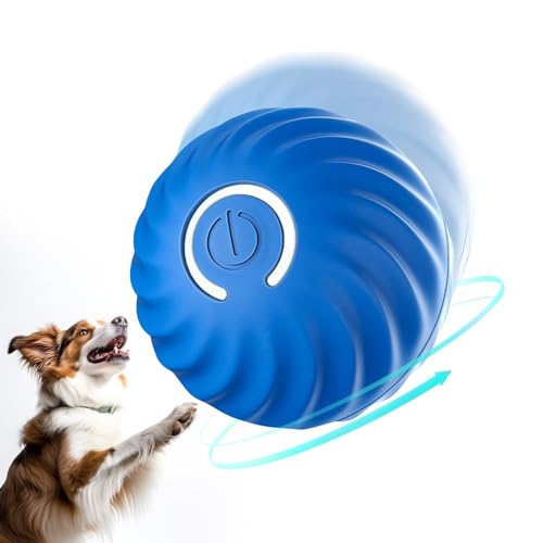 Zinueen Hundebälle - Interaktives Hundespielzeug, Selbstrollender Ball Hund, inklusive strapazierfähigem Automatisch Rollendem Ball (Blau) von Zinueen