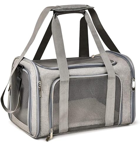 Reisetasche für Haustiere,Pet Carriers Hundetasche,Tragetasche für Groß Katze Hund Transporttasche Katzentransportbox,Atmungsaktives Netz Faltbare Hundetransportbox,Kann 3-8 kg (S,Grey) von Zipits