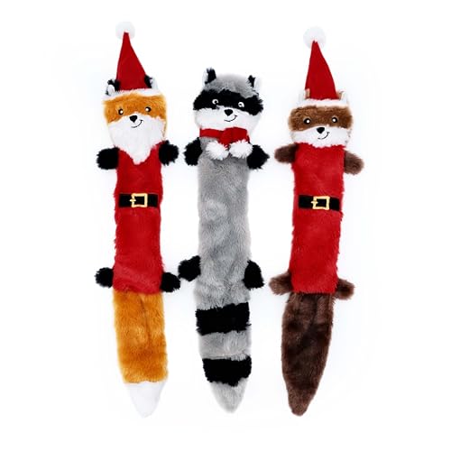 ZippyPaws Holiday Skinny Peltz 3er-Pack – Groß (Weihnachtsmann, Fuchs, Waschbär und Elfenhörnchen) von ZippyPaws