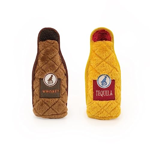 Z-Stitch® Happy Hour Crusherz 2er-Pack – Whiskey und Tequila, 24er-Karton – Langlebiges Hundespielzeug mit Quietschen, Perfekt für Hunde Aller Größen, Sicher und unterhaltsam für Haustiere von ZippyPaws