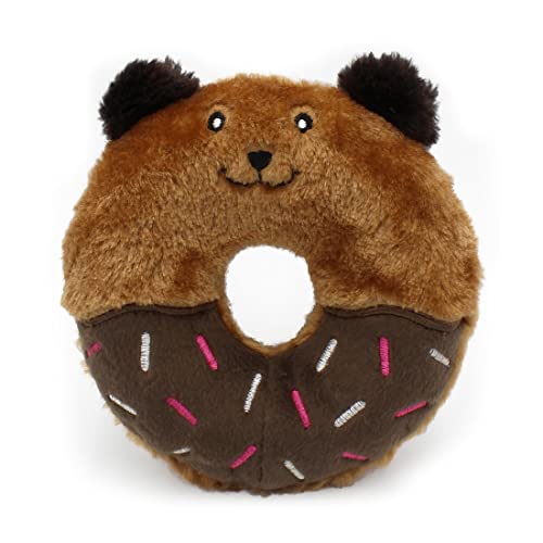 ZippyPaws Donutz Buddies – Bär | Quietschendes Hundespielzeug in Donut-Form | Langlebiges, weiches Plüschspielzeug ohne Füllung | Perfekt für Hunde zum Spielen, Kauen und Kuscheln von ZippyPaws