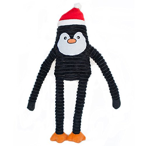 ZippyPaws Holiday Crinkle – Pinguin Extragroß Hundespielzeug | Winterspielzeug für Hunde | Langlebig und Geräuschaktiv von ZippyPaws