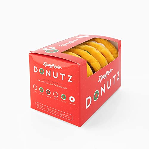 ZippyPaws Holiday Mini Donutz – Hundespielzeug Geschenkbox (6er-Pack) – Plüsch-Donuts mit Quietschern – Perfekt für Kleine & Mittelgroße Hunde – Lustige Haustiere von ZippyPaws