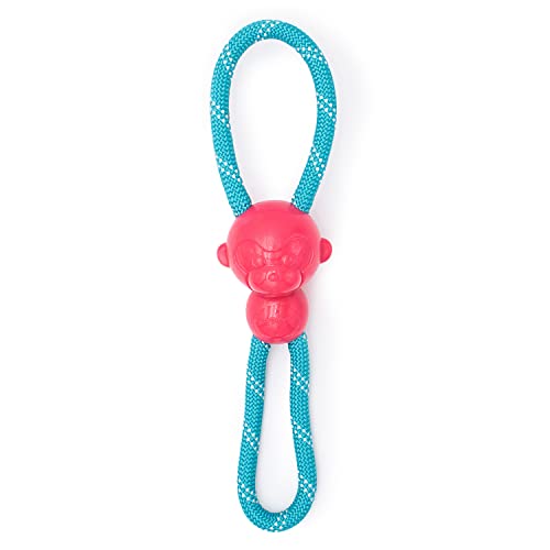 ZippyPaws ZippyTuff Monkey RopeTugz® - Rosa – Robustes Hundespielzeug mit starkem Seilgriff, langlebigem Design und quietschendem Affenkopf – Perfekt für Zieh- und Wurfspiele von ZippyPaws