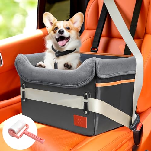 Ziqody Hunde-Autositze für kleine Hunde, tragbarer Haustier-Autositz mit sicheren Schnallen und Clip-On-Leine, weicher Hunde-Booster-Autositz, wasserdicht, Hunde-Auto-Reisebett für 0–11,3 kg, waschbar von Ziqody