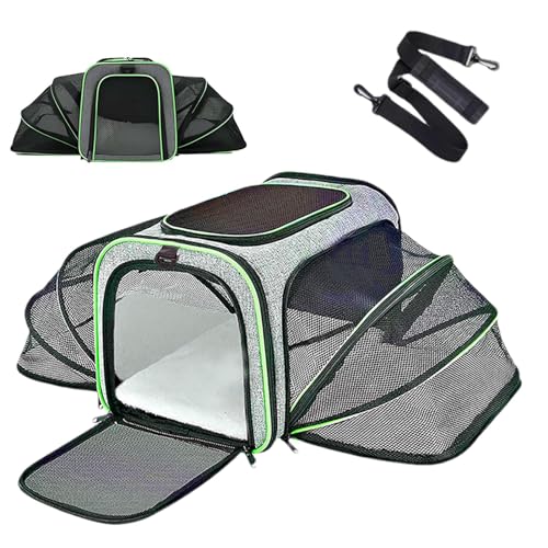 Haustiertaschen für Reisen, 40 x 25 x 25 cm, faltbare Netz-Tragetasche, atmungsaktive Katzentasche für Camping, Wandern, Radfahren, tragbare Haustier-Tragetasche für Auto, Reisen von Ziurmut