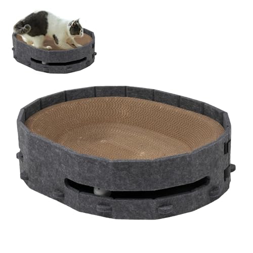 Katzenkratzbrett, abnehmbare Kratzpads aus Karton für Katzen, austauschbare integrierte Glocken, entspannendes Spielzeug für Haustiergeschäft, Zuhause, Katze, Innenbereich von Ziurmut