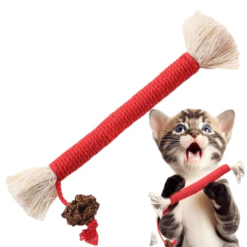 Katzenminze-Sticks, Katzen-Kauspielzeug, Katzen-Zahnkauartikel für die Zahnreinigung von Katzen, Katzen-Kausticks, Haustier-Zahnschleifwerkzeug für Hunde und Katzen, verschleißfestes Katzen-Beißseil-S von Ziurmut