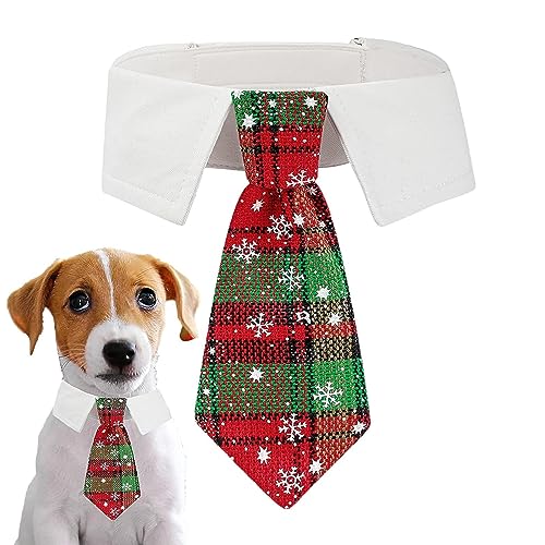 Weihnachts-Haustier-Hundeschleifen,Haustierfliegen mit verstellbarem Halsband - Bequeme rot Karierte Fliege für Hochzeit, Party, Urlaub und Fotografie für kleine, mittelgroße und große Hunde von Ziurmut