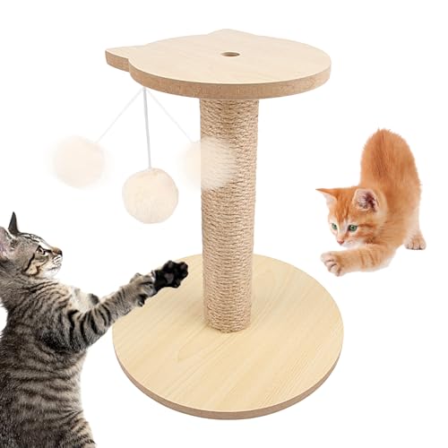 Ziurmut Mehrstöckiger Katzenturm - Vertikaler Scratcher mit flauschigem Ball | Krallenkratzer für Katzen, Spielzeugpfosten für Katzenkratzer, natürliches Sisalseil, Kratzbäume aus Sisal, Kratzbaum für von Ziurmut