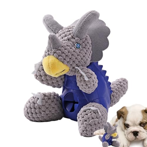 Ziurmut Plüsch-Kauspielzeug, 7,2 x 7,1 Zoll Triceratops Sound Slow Feeder Toys, Pet Play Feeding Toy, Dog Treat Pack Plüschspielzeug zum Füttern, Spielen, Kauen, Unterhaltung von Ziurmut