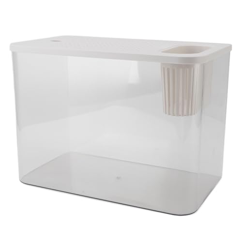 Eco Bucket Aquarium Wohnzimmer Mini Kleines Haushaltsaquarium Transparentes Goldfischaquarium Schildkrötenbecken mit Deckelzylinder (White) von Zixyqol