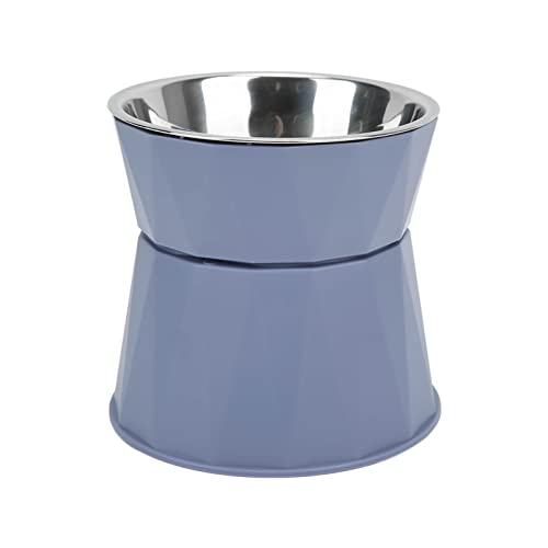 Edelstahl-Hundenäpfe, Doppel-Hundenapf-Set, erhöhter Nackenschutz, Katzen-Grundfutter- und Wassernapf-Set für kleine Hunde, Haustiere, Kätzchen (Blue [high Double Bowl]) von Zixyqol