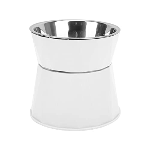 Edelstahl-Hundenäpfe, Doppel-Hundenapf-Set, erhöhter Nackenschutz, Katzen-Grundfutter- und Wassernapf-Set für kleine Hunde, Haustiere, Kätzchen (White [high Double Bowl]) von Zixyqol