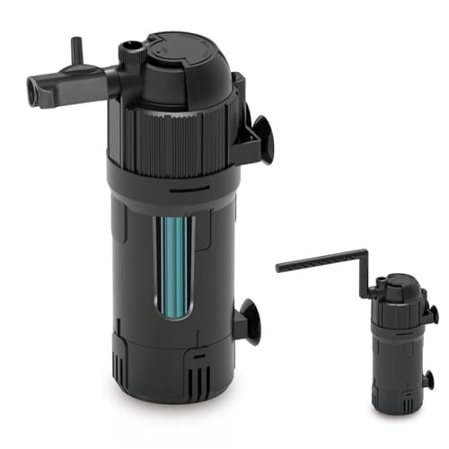 Zjyufy Interner Aquariumfilter, Aquariumfilter mit UV, Durchflussmenge und Richtung einstellbar, kleiner Aquariumfilter mit Timer, Wasserreinigung, Filterpumpe für 80–200 l Aquarien von Zjyufy