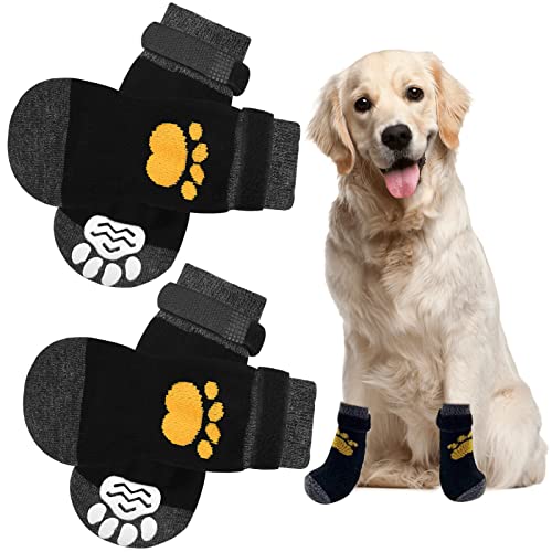 2 Paar rutschfeste Hundesocken Pfoten stoppen Lecken Hund Grip Socken Haustier Pfotenschutz Hund Stiefel Hund Krallen Socken Hundeschuhe Hund Hausschuhe mit verstellbarem Riemen für Welpen Hund Indoor von Zngou