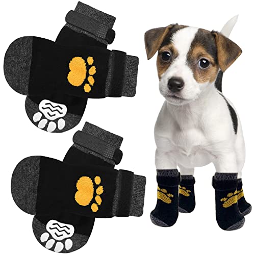 2 Paar rutschfeste Hundesocken Pfoten stoppen Lecken Hund Grip Socken Haustier Pfotenschutz Hund Stiefel Hund Krallen Socken Hundeschuhe Hund Hausschuhe mit verstellbarem Riemen für Welpen Hund Indoor von Zngou