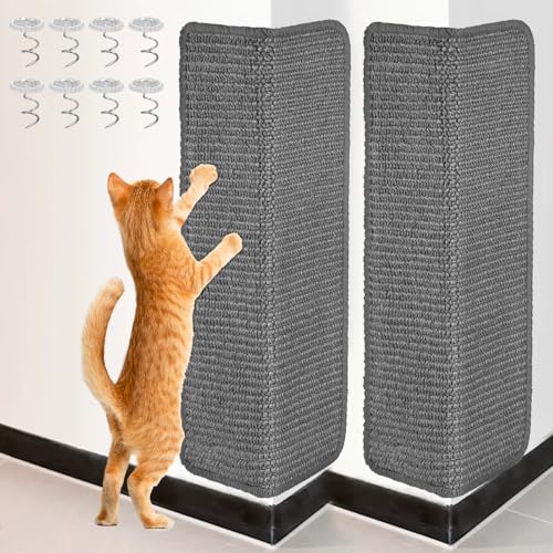 Zocipro 2 Stück Kratzwand für Katzen, Kratzmatte Katze Wand 50 x 25 cm, Eckenschutz Katze, Sisal Katzen Kratzmatte zum Kleben, Katzenkratzbretter für Sofa Möbel Tür Kratzschutz, Grau von Zocipro