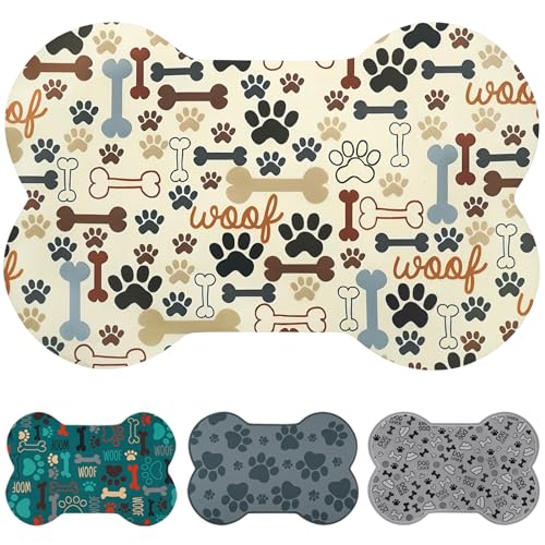 Hundefuttermatten für Böden, wasserdicht, Wassernapf-Matte für Haustiere, saugfähige Matte, Hunde-Platzsets für Futter und Wasser, Beige, 48,3 x 30,5 cm von Zoeeya