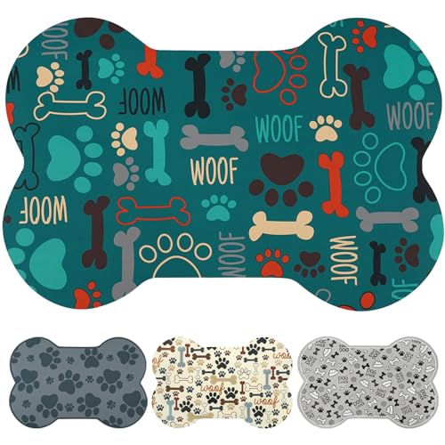 Hundefuttermatten für Böden, wasserdicht, Wassernapf-Matte für Haustiere, saugfähige Matte, Hunde-Platzsets für Futter und Wasser, Grün, 60 x 40 cm von Zoeeya