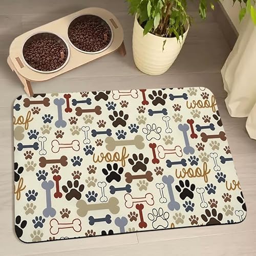 Hundefuttermatten für Böden, wasserdicht, Wassernapf-Matten für Haustiere, saugfähige Matte, für Futter und Wasser, Beige, 30,5 x 50,8 cm von Zoeeya