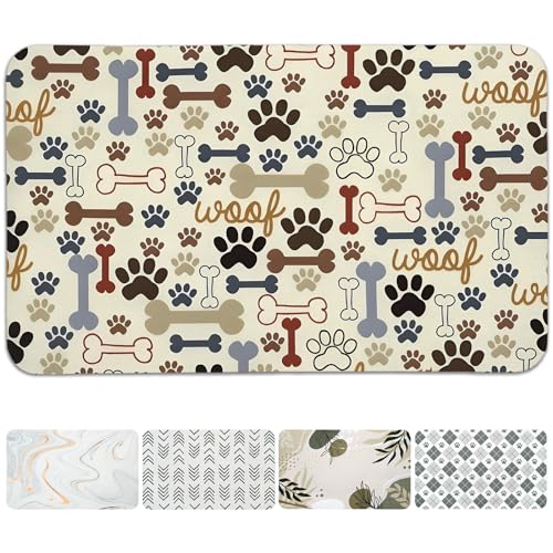 Hundefuttermatten für Böden, wasserdicht, Wassernapf-Matten für Haustiere, saugfähige Matte, für Futter und Wasser, Beige, 30,5 x 50,8 cm von Zoeeya