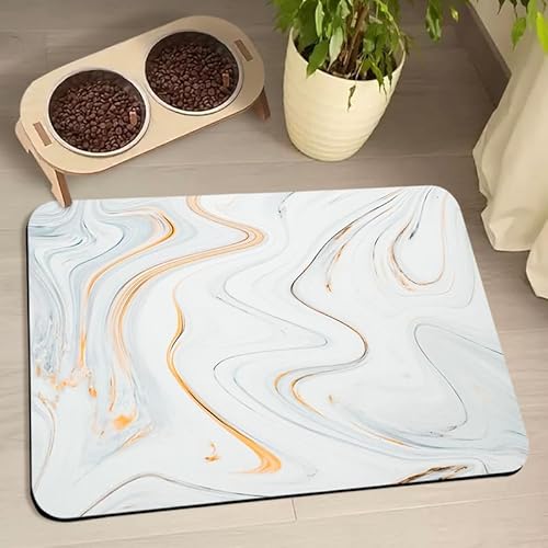 Hundefuttermatten für Böden, wasserdicht, Wassernapf-Matten für Haustiere, saugfähige Matte, für Futter und Wasser, Marmor, 40,6 x 61 cm von Zoeeya