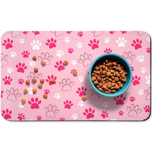 Hundefuttermatten für Böden, wasserdicht, Wassernapf-Matten für Haustiere, saugfähige Matte, für Futter und Wasser, Rosa, 61 x 81,3 cm von Zoeeya