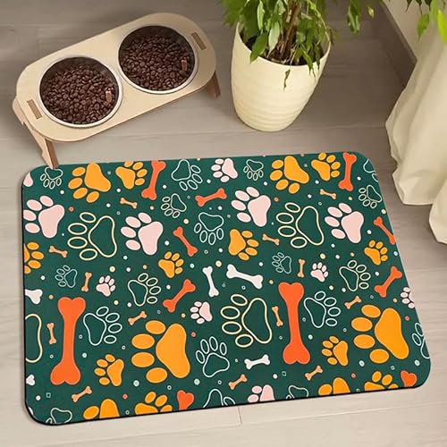 Hundefuttermatten für Böden, wasserdicht, Wassernapf-Matten für Haustiere, saugfähige Matte für Hunde und Katzen, Haustier-Platzsets für Futter und Wasserknochen, 30,5 x 50,8 cm von Zoeeya