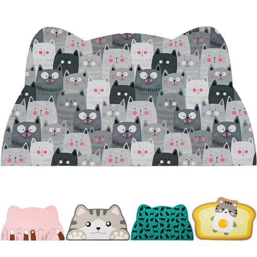 Katzenfuttermatten für Boden, Katzen-Wassernapf, saugfähige Matte, Katzen-Tischsets für Futter und Wasser, Grau, Größe S, 45 x 24,9 cm von Zoeeya