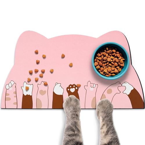 Katzenfuttermatten für Boden, Katzen-Wassernapf, saugfähige Matte, Katzen-Tischsets für Futter und Wasser, Rosa, Größe S, 45 x 24,9 cm von Zoeeya