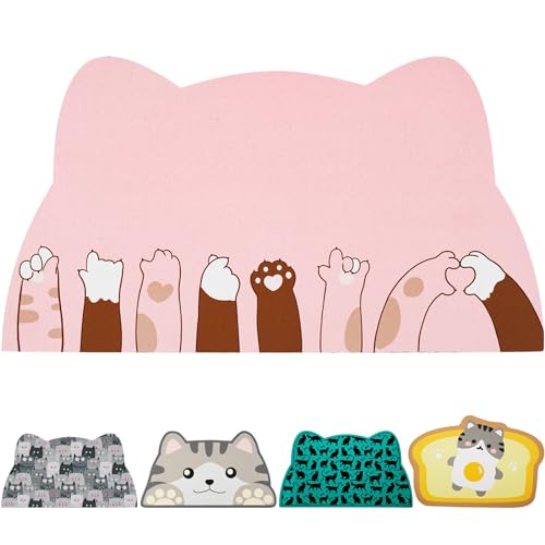 Katzenfuttermatten für Boden, Katzen-Wassernapf, saugfähige Matte, Katzen-Tischsets für Futter und Wasser, Rosa, Größe S, 45 x 24,9 cm von Zoeeya