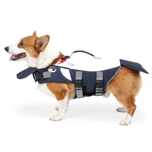 Hundeschwimmweste, Hundeschwimmweste, Haustier-Sicherheitsweste, verstellbare, atmungsaktive, niedliche Schwimmweste für Haustiere mit Rettungsgriff für kleine mittelgroße Hunde (Sea Animal Type M) von Zoeyilan