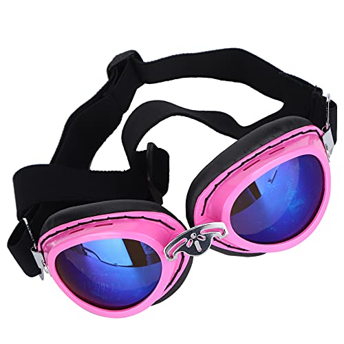 Hundesonnenbrille, Hundebrille, UV-Schutz, staubdichte Hundebrille mit verstellbaren Trägern für Ausgehen, Reisen, Skifahren, Schwimmen, Hunde-Augenschutz (Rosa) von Zoeyilan