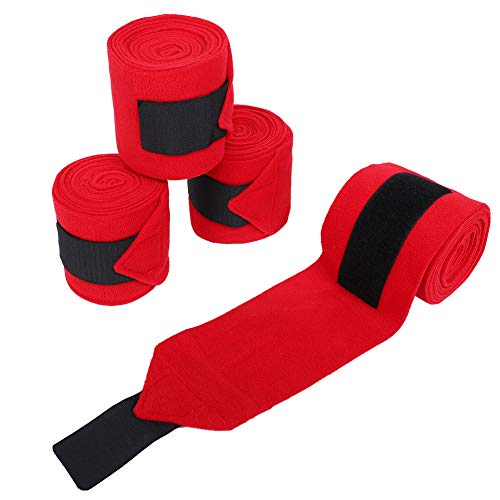 Zoeyilan 4PCS Pferdebeinbandage, Pferdebeinbandage, Pferdepolo-Beinbandage, Dicke Pferdebeinbandage, rotes, rutschfestes, atmungsaktives Fleece-Wickelzubehör von Zoeyilan