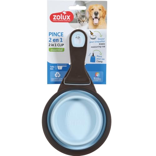 Zolux - 2-in-1 Dosierzange, Silikon, L, 473 ml, Blau, für Katzen und Hunde von Zolux