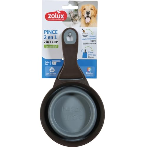 Zolux - 2-in-1 Dosierzange, Silikon, L, 473 ml, grau, für Katzen und Hunde von Zolux