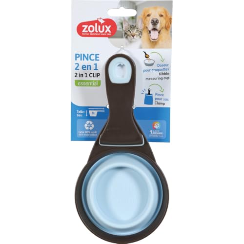 Zolux - 2-in-1 Dosierzange Silikon M 237 ml blau für Katzen und Hunde von Zolux