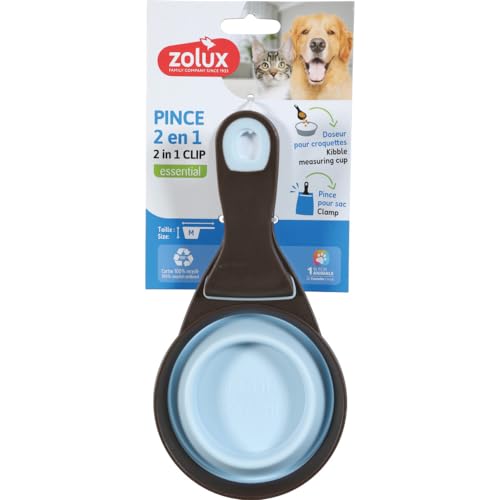 Zolux - 2-in-1 Dosierzange Silikon M 237 ml blau für Katzen und Hunde von Zolux