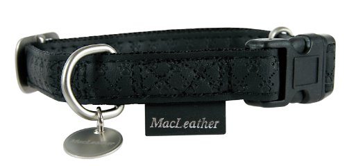 Zolux Hundehalsband, Verstellbar 22/70 cm Mac Leather – Farbe: schwarz Halsumfang 22/32 cm x Breite 10 mm von Zolux