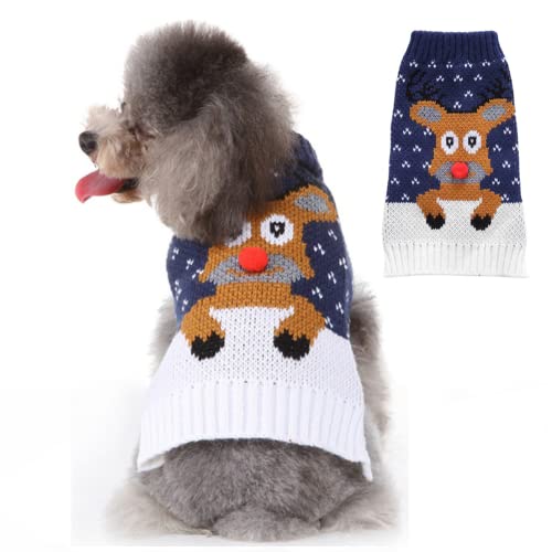 Zomtier Hundepullover Weihnachten Hund Rollkragenpullover Weihnachten Muster Strickwaren warme Haustier Pullover Winter Hund Mantel Hundewelpen Geschenk für klein mittelgroße Hunde von Zomtier