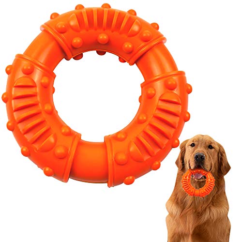 Hundespielzeug für Starke Kauer, ZoneYan Kauspielzeug für Hunde Ring, Hunde Kauspielzeug Gummi, Hundespielzeug Kauring, Kauring Hund Gummi Unzerstörbar, Kauspielzeug Hund Zahnpflege Spielzeug (Orange) von ZoneYan