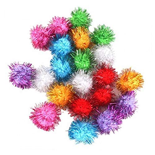 Zonfer 21pcs Tinsel Pompoms Ball, Katzenspielzeug Multicolor, Parrot Pelzkugel Spielzeug von Zonfer