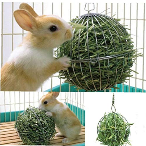 Zonfer Haustiere Lebensmittel Halter Kugeltierbedarf Heuraufe Edelstahl Überzug Gras Rack-Kugel für Kaninchen Meerschweinchen Hamster Supplies von Zonfer