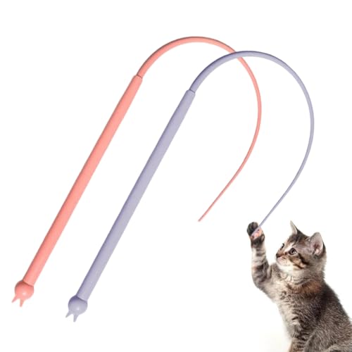 Zonoori 2 Stück Silikon Twiggle Tail Katzenspielzeug, 77 cm Katzenangel von Zonoori