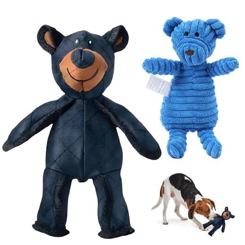 Zonoori 2pcs Hundespielzeug Unzerstörbar Bear, 28cm Unbreakable Dog Toy Quietschend von Zonoori