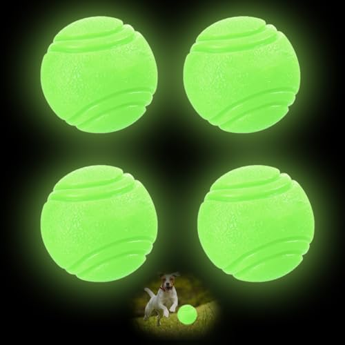 Zonoori 4 Stück Leuchtball Hund, 5cm Interaktive Hundeball Leuchtend aus Naturkautschuk von Zonoori