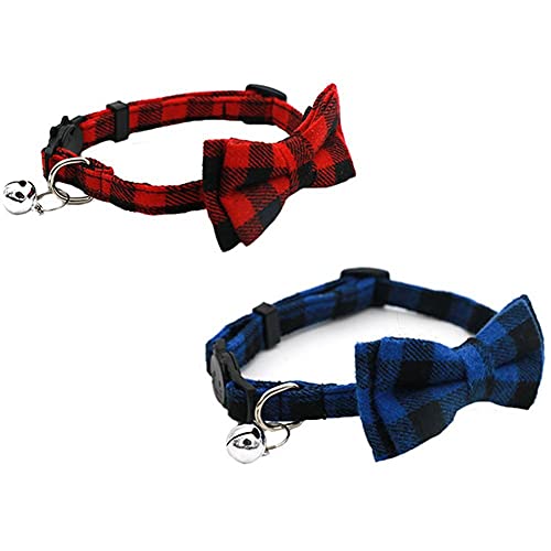 Bunter Plaid Pet Bell Collar Bowknot Für Kleine Hunde Und Katzen Einstellbar 15-30 cm von PiniceCore