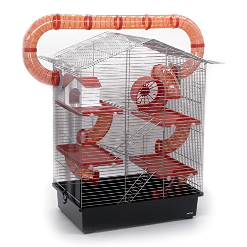 Nagerkäfig CH3 XXL Zubehör Tunnelsystem Chrome Schwarz Rot Maus Hamster Käfig von ZooPaul